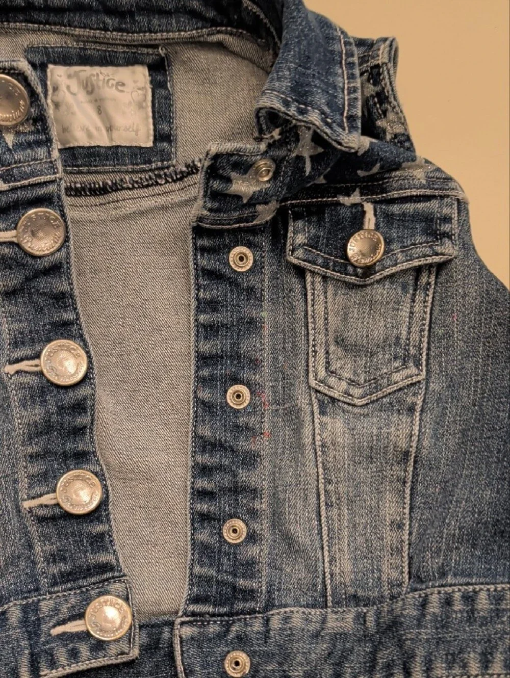 Justice Girls' Denim Star Vest - Dark Blue